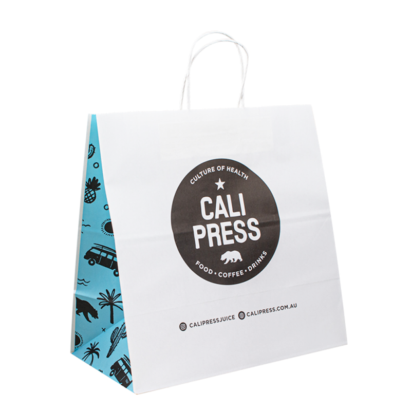 Bolsa de papelnegro blanco con logotipo, bolsas de papel kraft marrones recicladas con mango, bolsa de compras de papel kraft personalizada con su propio logotipo