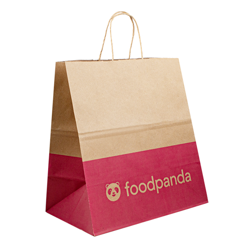 Bolsas de envasado de alimentos personalizados para bolsas de papel de empaque con logotipo, bolsas de comida de papel de entrega para alimentos, bolsa de papel marrón Kraft Bols